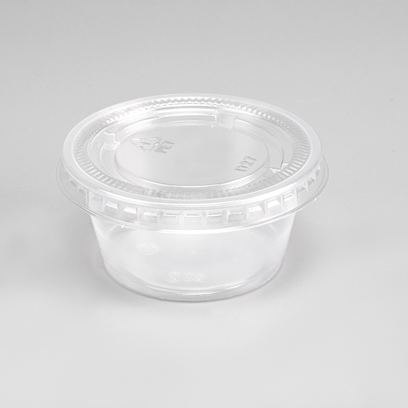 Vaso para salsa de plástico PET transparente o negro de 2,0 oz