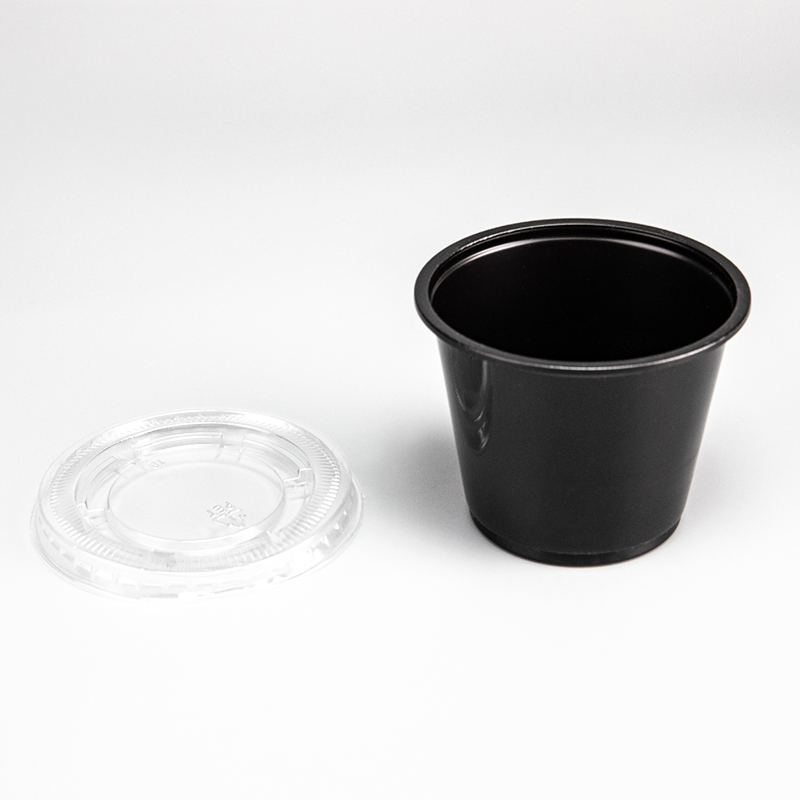 Vaso de salsa de plástico PP transparente o negro de 5,5 oz