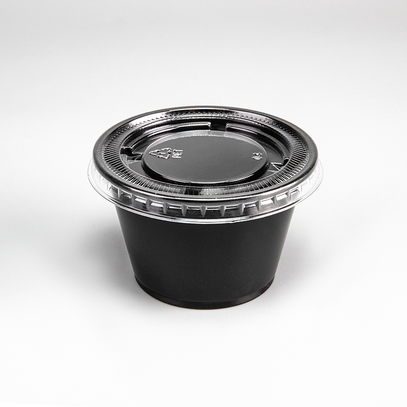 Vaso de salsa de plástico PP transparente o negro de 4 oz