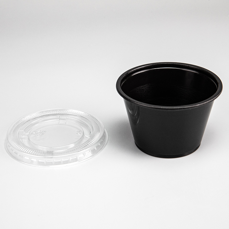 Vaso de salsa de plástico PP transparente o negro de 4 oz